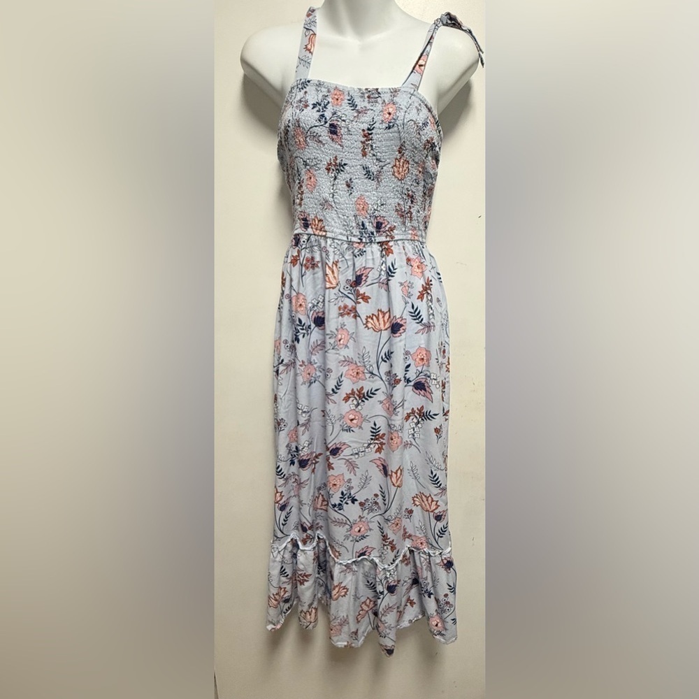 Japna Pink and Blue Sleeveless Spaghetti Strap Sundress